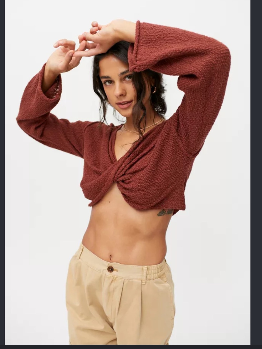 NWTUrban Outfitters BDG Laney Twist-Front Sweater Cropped Sweater rust Sz s